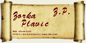 Zorka Plavić vizit kartica